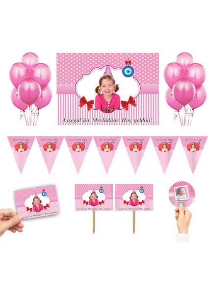 Kişiye Özel Bebek Mevlüt Süsleme Seti Pembe