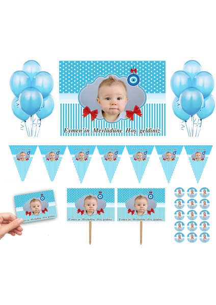 Kişiye Özel Bebek Mevlüt Süsleme Seti Mavi