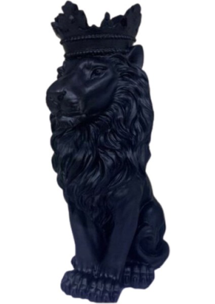Siyah Ev Dekorasyon Taçlı Aslan Ev Ofis Dekoru