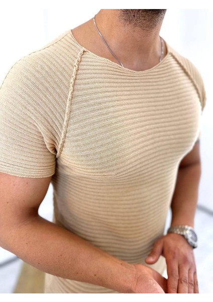 Tişört Örme Triko Tişört Nefes Alabilen Terletmez Slim Fit Dar Kesim T-Shirt