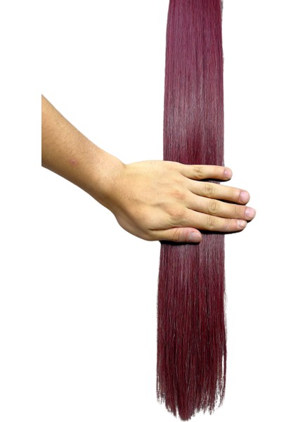 Halit Can HairKing 70CM Uzbek (Şarap Kızılı Renki) 100ADET, 100GR ,mikro Kaynak [100% Gerçek Insan Saçı]