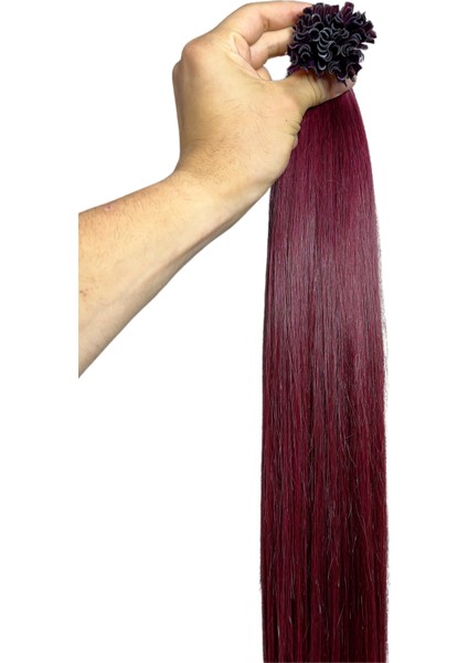 Halit Can HairKing 70CM Uzbek (Şarap Kızılı Renki) 100ADET, 100GR ,mikro Kaynak [100% Gerçek Insan Saçı]