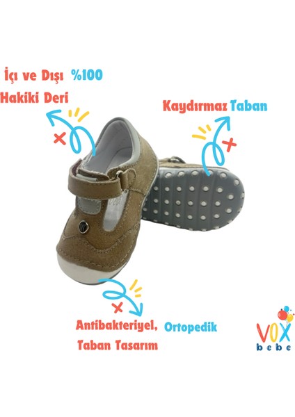 VIZON102 Deri Ilk Adım Günlük Erkek Bebek Ayakkabısı