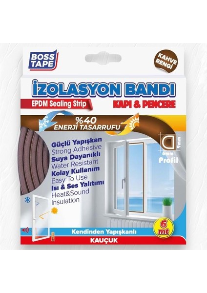 Kapı Pencere İzolasyon Fitili 9 mm-6 mt Kahverengi