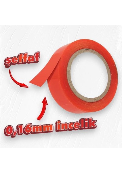Çift Taraflı Polyester Bant 15 mm-5 mt 140 °c Isıya Dayanıklı
