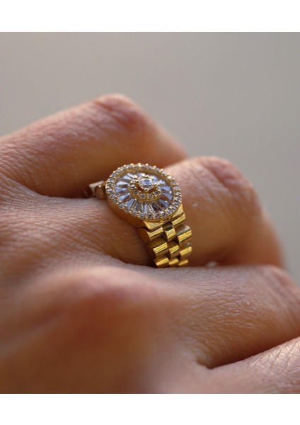 14 Ayar Altın Saat Kayışlı Yüzük modelleri