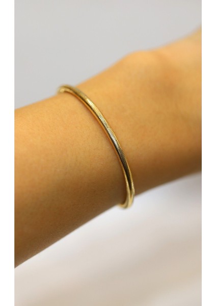 14 Ayar Altın Unisex Balık Sırtı Bileklik