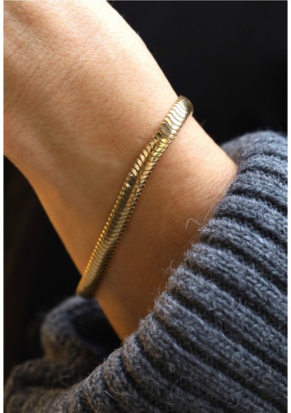 14 Ayar Altın Balık Sırtı Zincir Bileklik modelleri