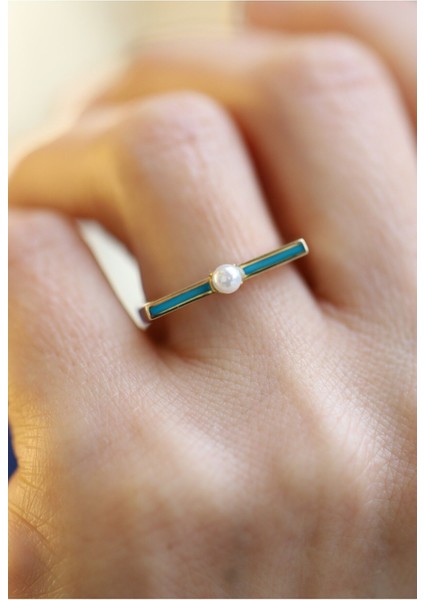 14 Ayar Altın Mineli Inci Yüzük