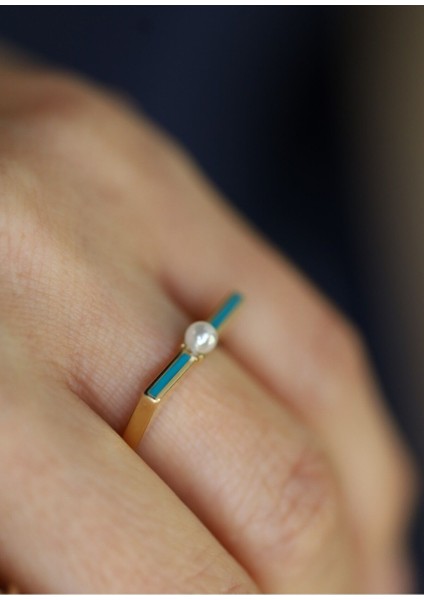 14 Ayar Altın Mineli Inci Yüzük modelleri