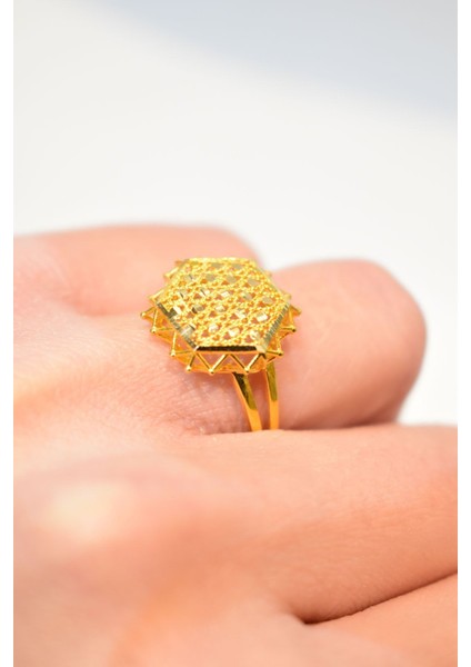 14 Ayar Altın Cimarlı Baklava Model Yüzük