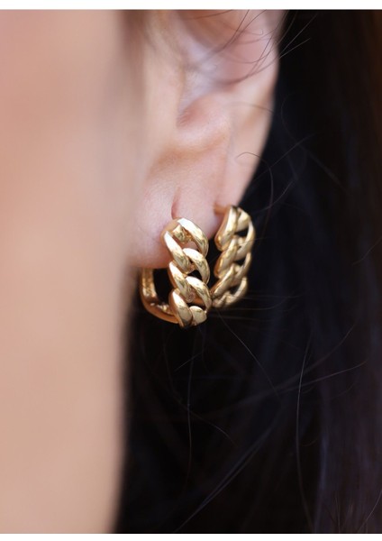 14 Ayar Altın Zincir Detaylı Klipsli Küpe fiyatları