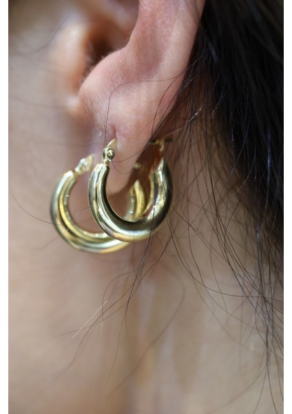 14 Ayar Altın Tombul 1.5 cm Çaplı Halka Küpe modelleri