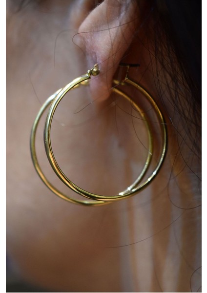 14 Ayar Altın 3.5 cm Çaplı Halka Küpe