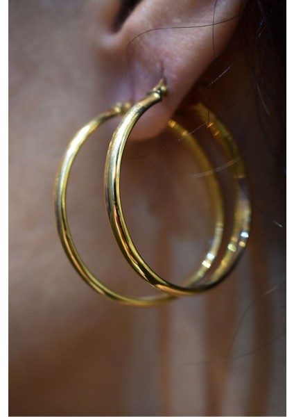 14 Ayar Altın 3.5 cm Çaplı Halka Küpe modelleri