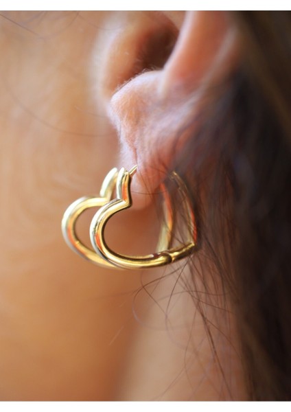 14 Ayar Altın Kalp Küpe modelleri