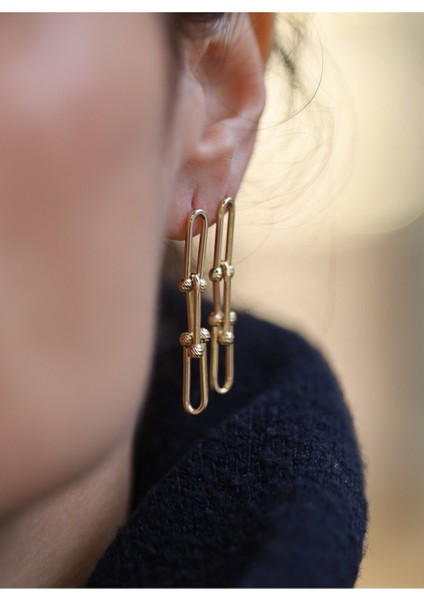 14 Ayar Altın Dorica Zincir Küpe