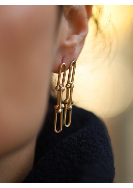 14 Ayar Altın Dorica Zincir Küpe modelleri