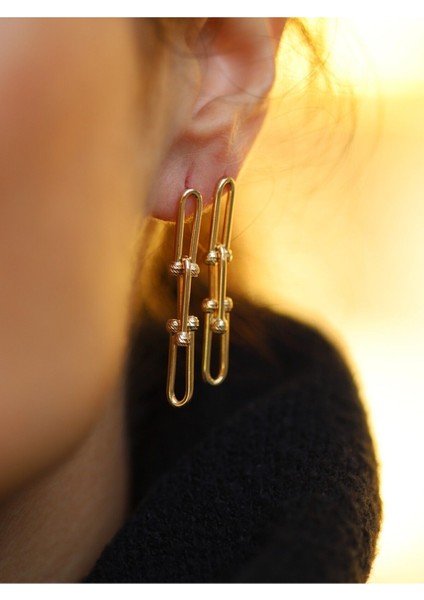 14 Ayar Altın Dorica Zincir Küpe indirimleri