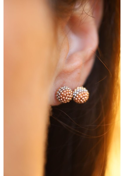 14 Ayar Altın Üç Renk Top Küpe fiyatları