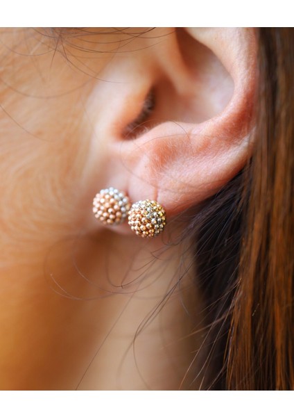 14 Ayar Altın Üç Renk Top Küpe fırsatları