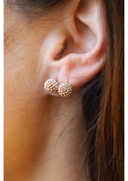 14 Ayar Altın Üç Renk Top Küpe indirimleri