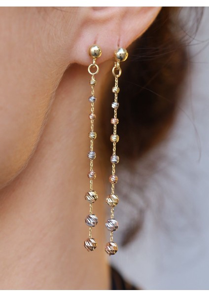 14 Ayar Altın Dorica Zincir Küpe