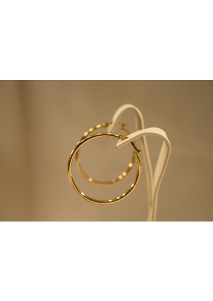 14 Ayar Altın Kadın Büyük Ince Halka Küpe