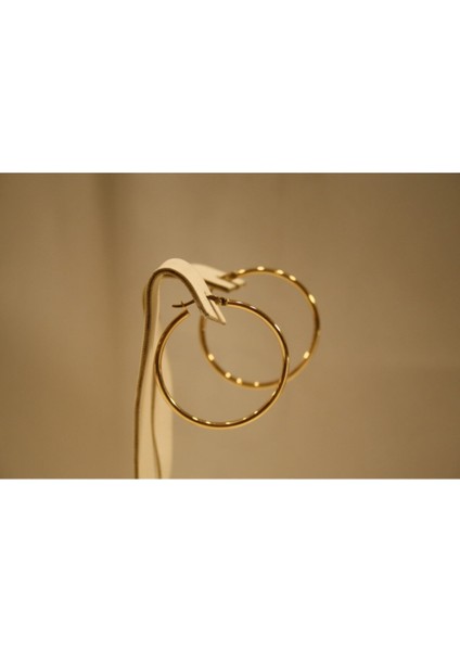 14 Ayar Altın Kadın Büyük Ince Halka Küpe modelleri