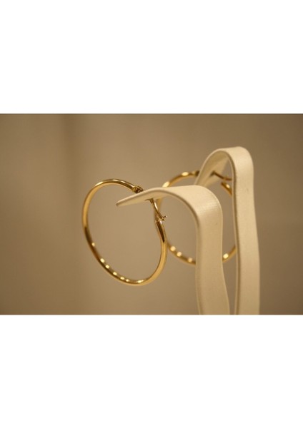 14 Ayar Altın Kadın Büyük Ince Halka Küpe fırsatları