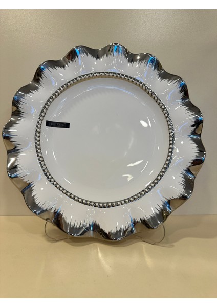 Yuvarlak Düz Servis Beyaz Gümüş Porselen Sunum Tabağı fiyatları