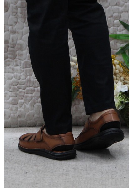 106 Taba Kale Comfort Deri Erkek Sandalet fırsatları