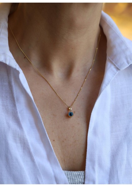 14 Ayar Altın 0.5 cm Göz Boncuklu Kolye Ucu