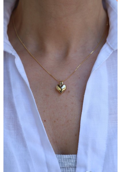 14 Ayar Altın Orta Boy (1.3 Cm) Kalp Kolye Ucu