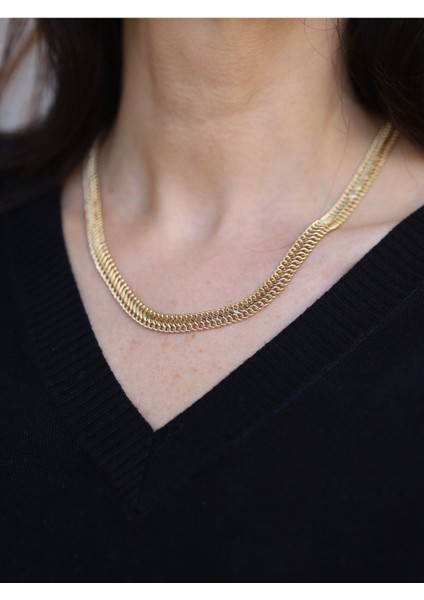 14 Ayar Altın 8 mm Viyana Zincir Kolye