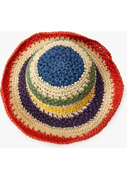 Fötr Hasır Şapka Çizgili Renkli fiyatları