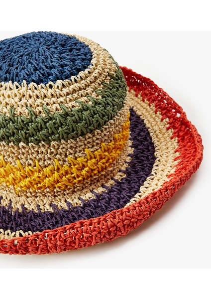 Fötr Hasır Şapka Çizgili Renkli modelleri