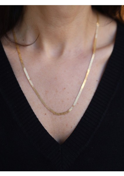 14 Ayar Altın 3 mm Basamak Zincir Kolye fırsatları