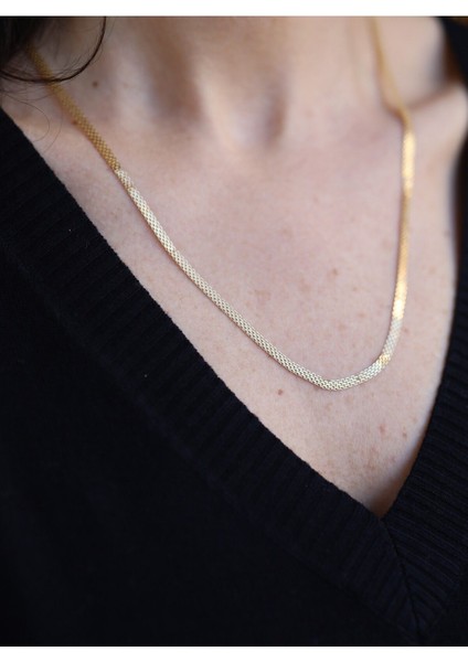 14 Ayar Altın 3 mm Basamak Zincir Kolye indirimleri