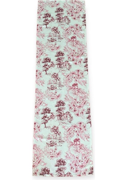Toile De Jouy Stil Kır Evleri Desen Runner 44X148 cm