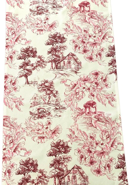 Toile De Jouy Stil Kır Evleri Desen Runner 44X148 cm