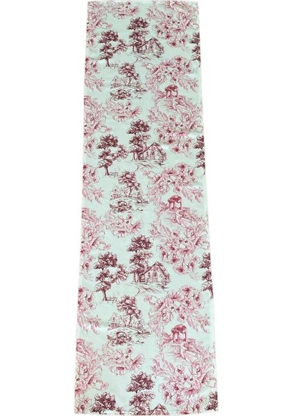 Toile De Jouy Stil Kır Evleri Desen Runner 44X148 cm