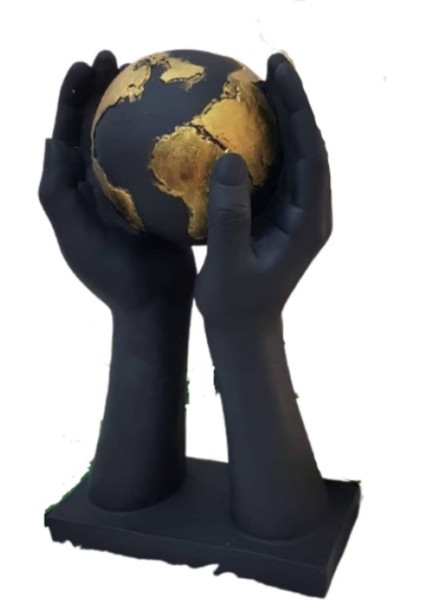 Ab Ev Dekorasyon Dünyayı Tutan Eller Gold Siyah Ev Ofis Dekoru