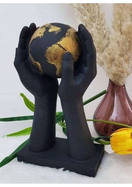 Ab Ev Dekorasyon Dünyayı Tutan Eller Gold Siyah Ev Ofis Dekoru fiyatları