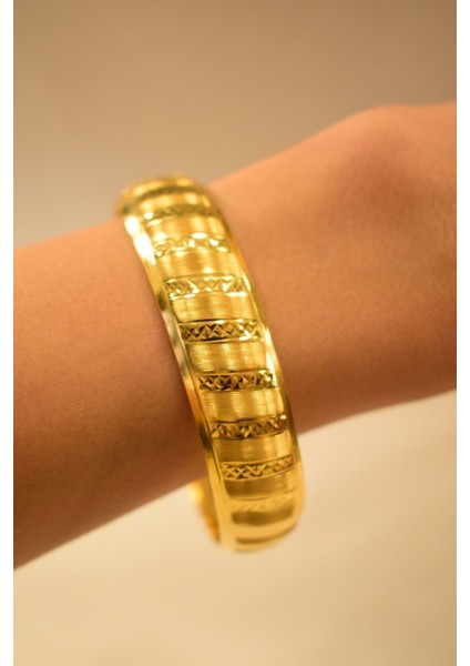 14 Ayar Altın 15 mm Boşnak Model Bilezik