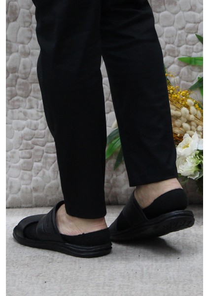 182 Siyah Axfor Comfort Hakiki Deri Erkek Terlik