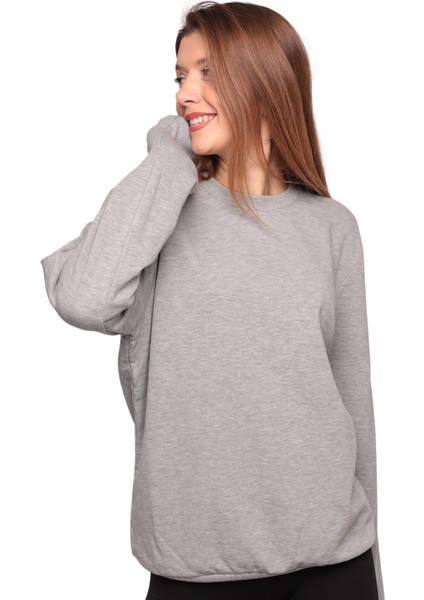 Bisiklet Yaka Kadın Sweatshirt 0149 | Gri