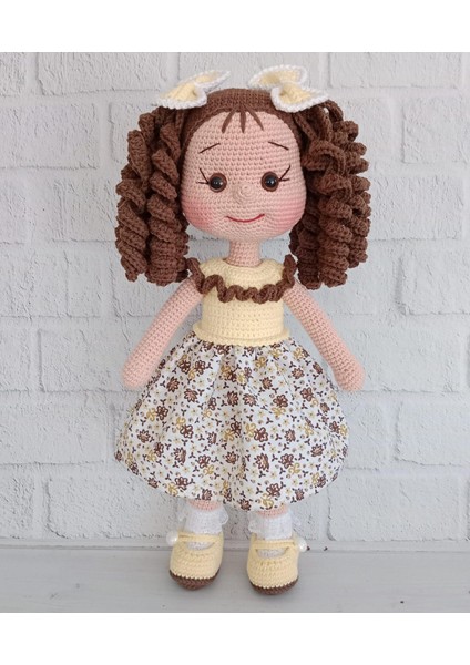 Güz Kıvırcık Saçlı Karnaval Bebek Amigurumi Organik Oyuncak