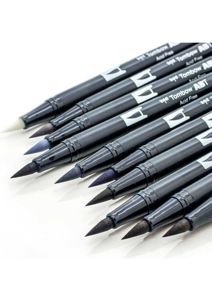 : Ab-T Dual Brush Pen : Grafik Kalem Seti : 10 Renk (Gri Tonlar) modelleri