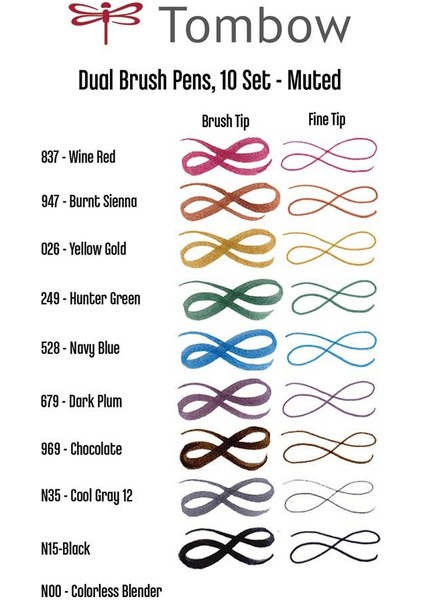 : Ab-T Dual Brush Pen : Grafik Kalem Seti : 10 Renk (Yumuşak Renkler) fiyatları